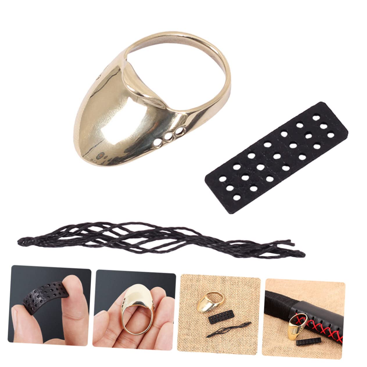 BRIGHTFUFU Archery Accessory Brass Finger Guard Portable Ring for Archery Training