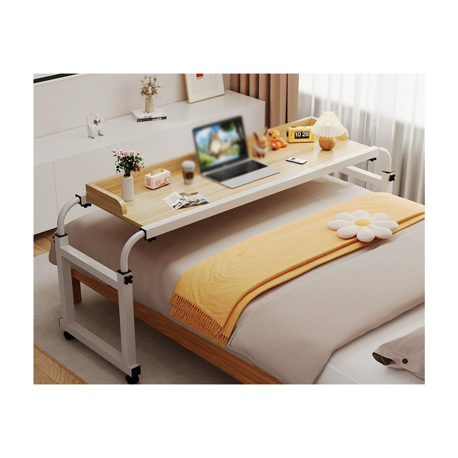 Table de chevet pratique pour le travail et le petit-déjeuner au lit