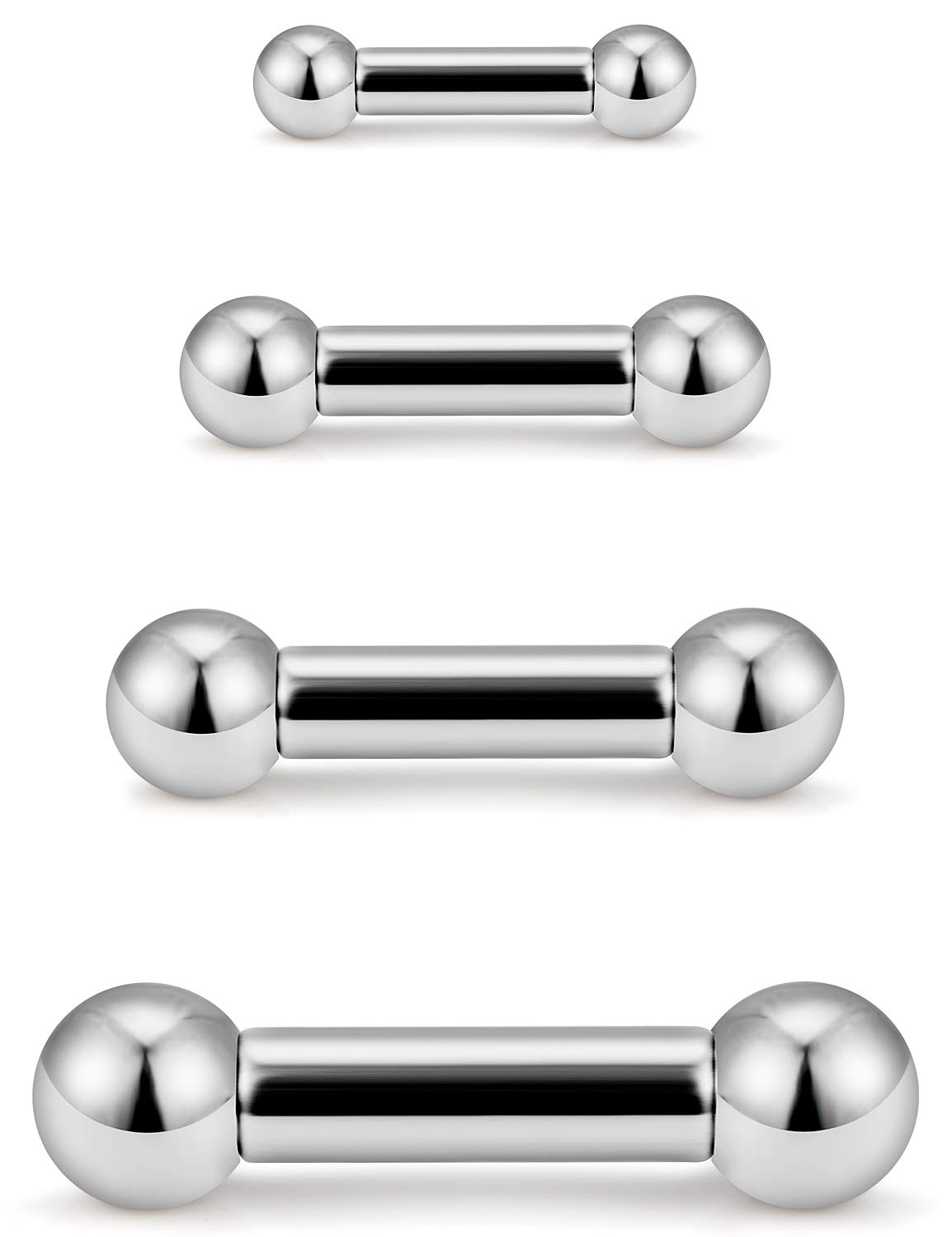 2-4PCS PA Ring Straight Barbell Internally Threaded Monster Screwball Rings 316L Surgical Steel Body Piercing Jewelry 2G 4G 6G 8G