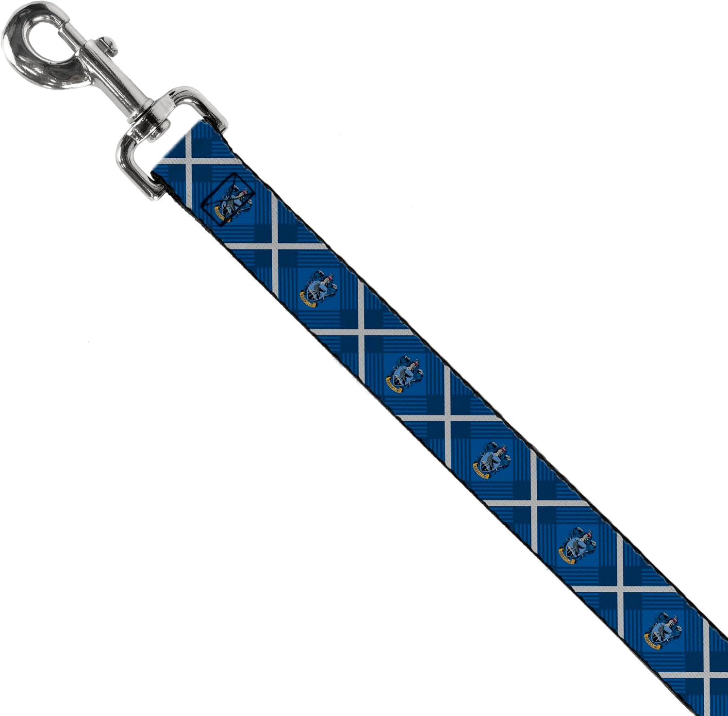 The Wizarding World of Harry Potter Pet Leash, Dog Leash, Harry Potter Ravenclaw Crest Plaid Blues Gray, 6 Feet Long 1.5 Inch Wide