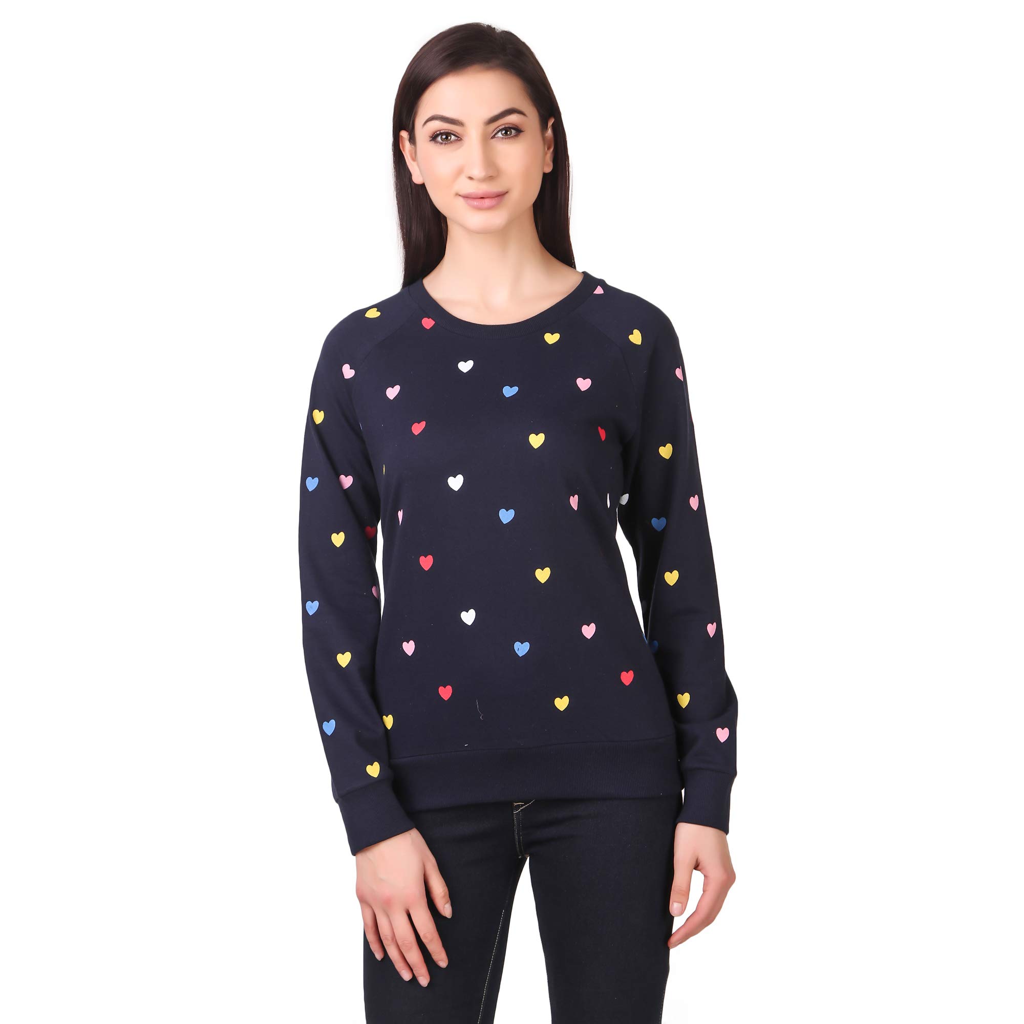 Sweatshirt for Women in Regular Fit, Printed Long Sleeve Cotton Sweatshirts for Girls Includes Plus Sizes (Size S- 5XL)