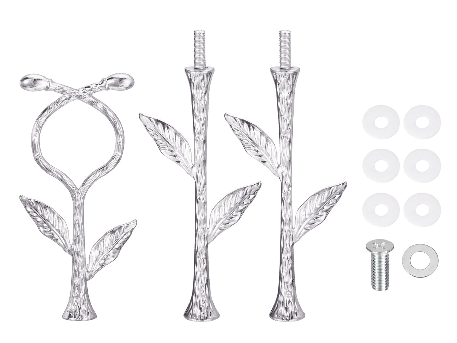 Wowlife Silver Vine 3 Tier Vintage Metal Cake Stands Flower Style Hardware Tiered Tray Plate Cupcake Stand Diy Making (Silver Vine)