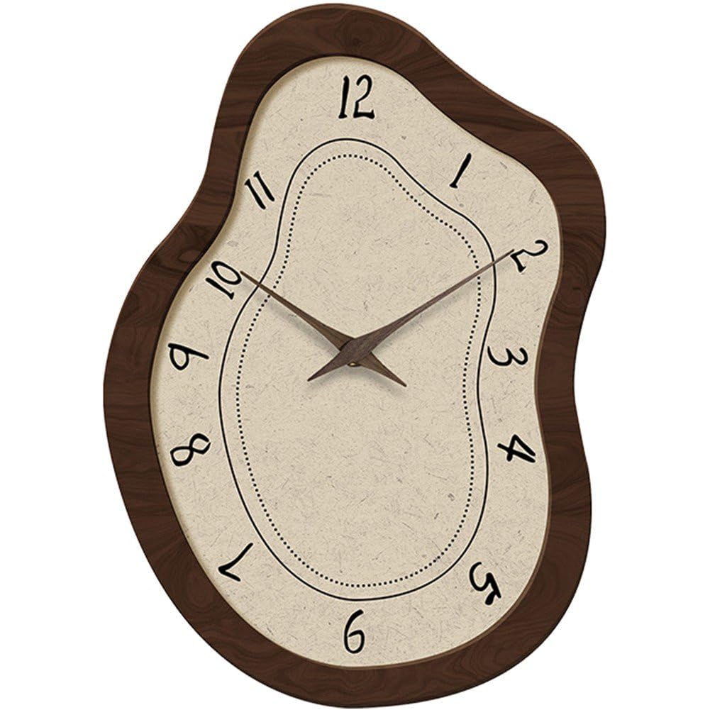 Horloge grain de bois irrégulière silencieuse pour bureau et chambre
