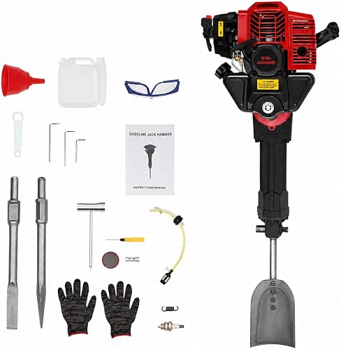 52CC Tree Digging Machine 1900W 2-Stroke Gas Powered Trench Digger Portable Trees Excavator Handheld Planting Shovel with 3 Heads Tool Kit & Safety Gear for Garden Farm Lawn Digging Planting Trenching
