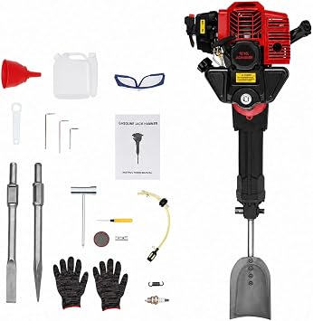 52CC Tree Digging Machine 1900W 2-Stroke Gas Powered Trench Digger Portable Trees Excavator Handheld Planting Shovel with 3 Heads Tool Kit & Safety Gear for Garden Farm Lawn Digging Planting Trenching