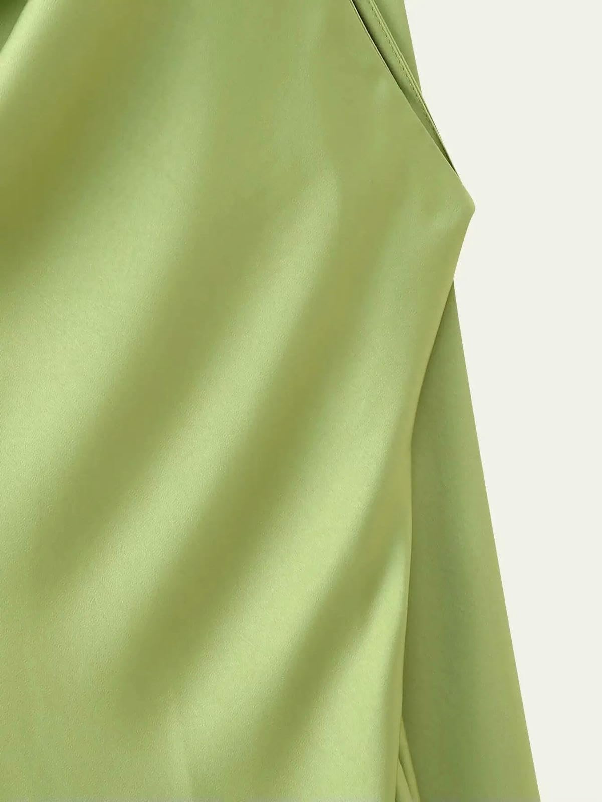 Vestito Donna Elegante Abiti Lunghi da di High Street Sexy Eleganti con Scollo all'Americana Moda Femminile Maxi Festa in Raso Verde Senza Schienale-Verde-m