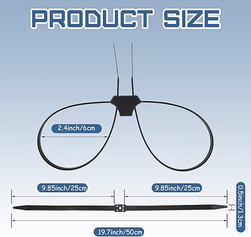 Miniatura 2 de 30 bridas de nailon con doble cremallera, puños flexibles para fuerzas del orden, correas de sujeción de 19.7 pulgadas, 250 libras de fuerza