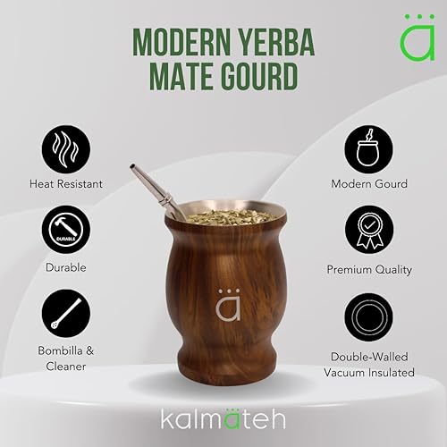 Vista 65 de Kalmateh Yerba Mate - Juego de calabaza tradicional y moderna, incluye popote de filtro Bombilla y cepillo de limpieza, acero inoxidable de doble