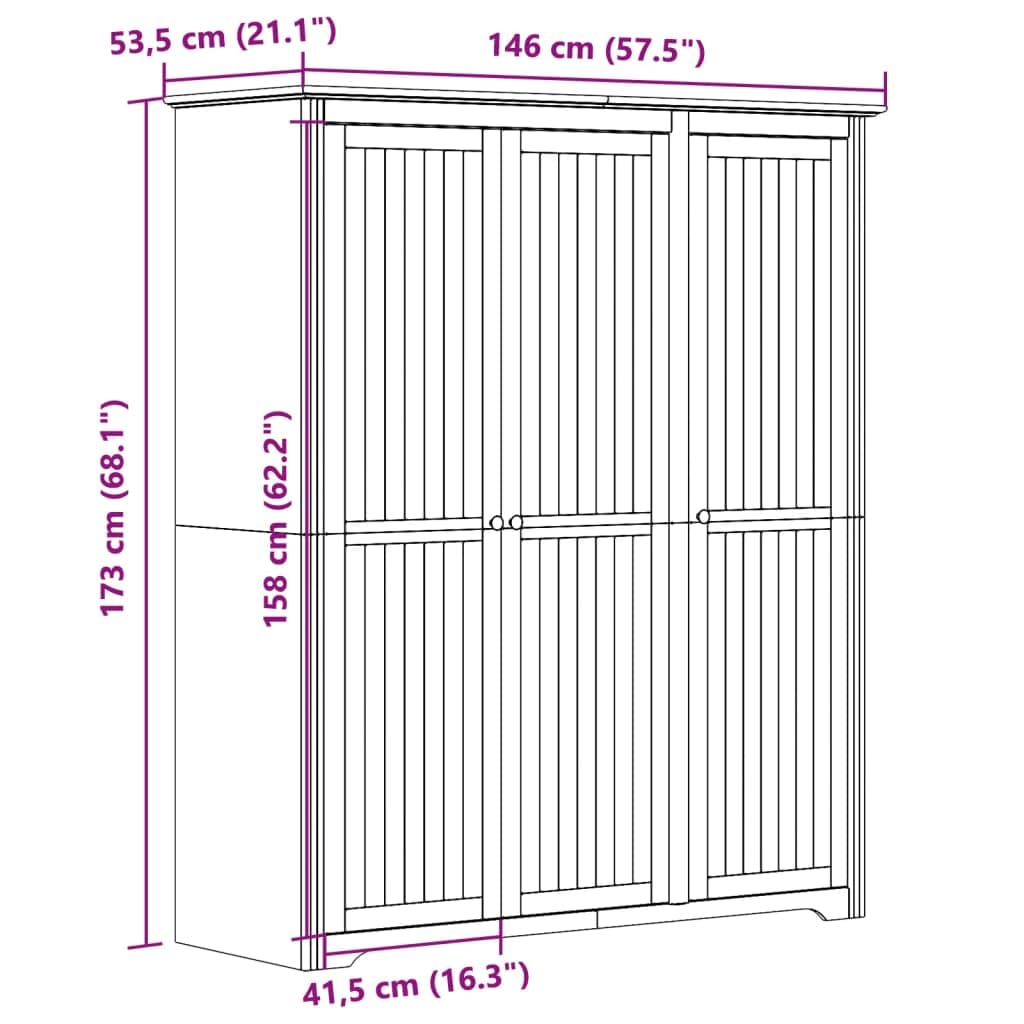 Szafa o dużej wytrzymałości w kolorze białym i brązowym - 151,5 cm Solid Pine Wood Storage Closet with Dust-Proof Doors for Bedroom nization & Stylish Fur Solutions