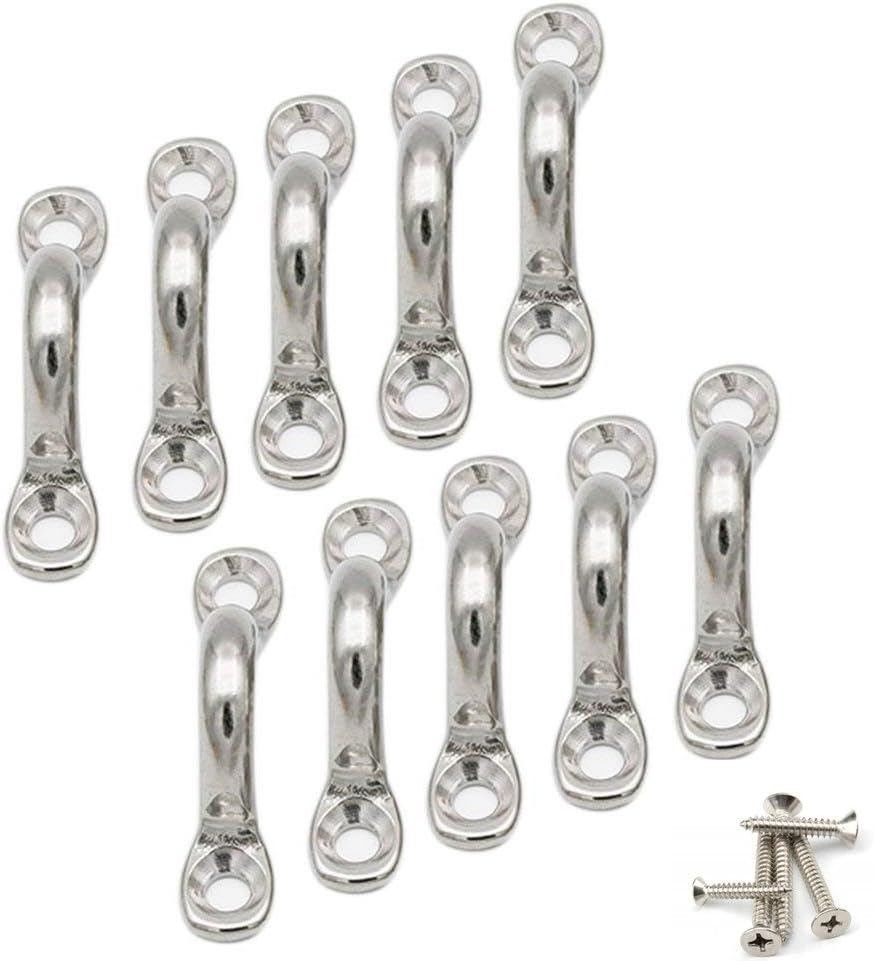 Tebery3/4-Inch Pad Eye Tie Down Kayak Deck Loops Stainless Steel Loop with Screws 10 Pack