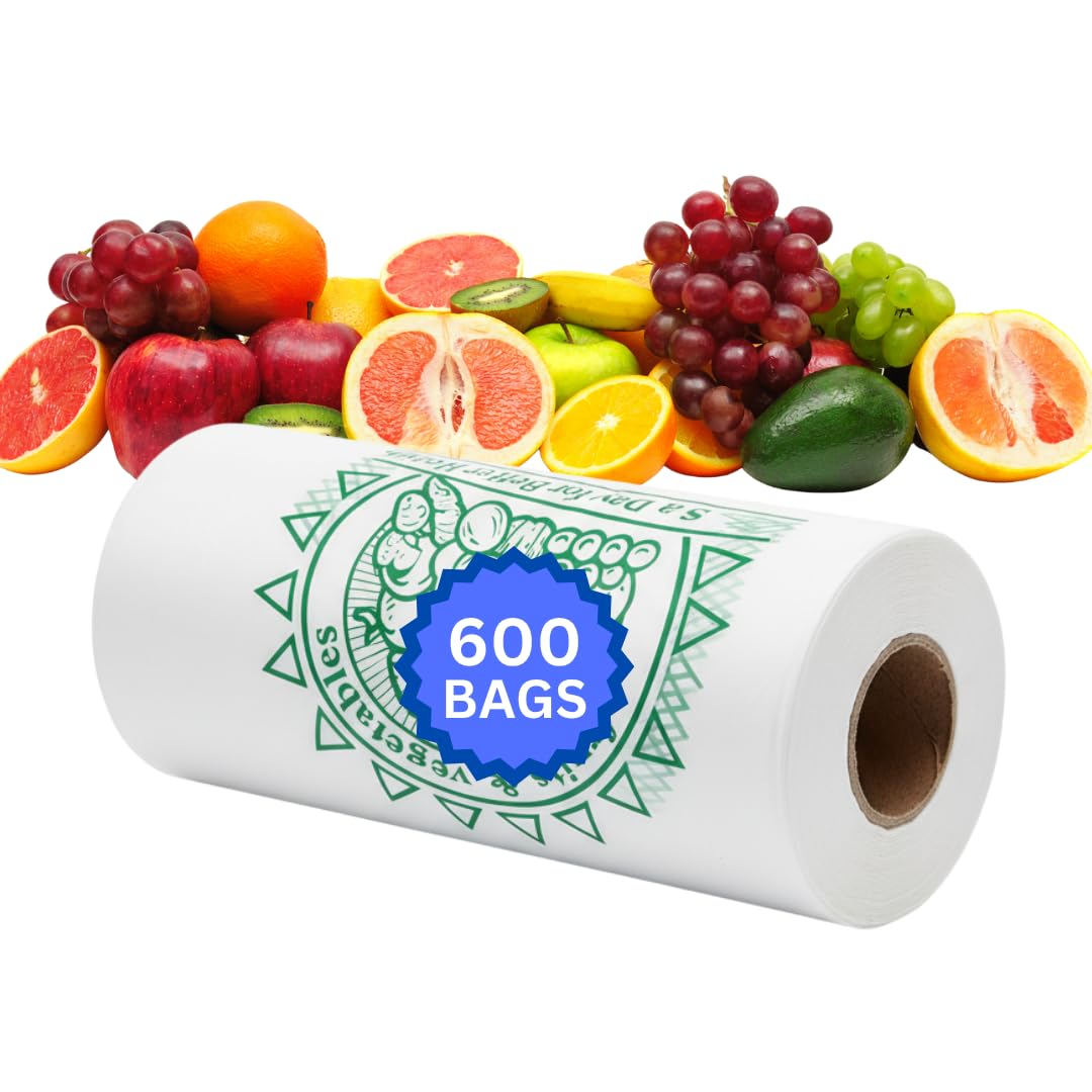 ASSUREPAK Clear Produce Bags Roll - 600 Bags - 12"x20" – HDPE - (11 Microns) – Plastic for Grocery, Reusable Produce, Small Business, Plastic Bag,