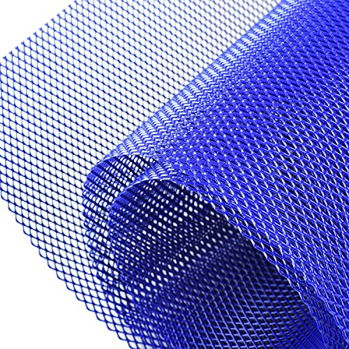 Image of AggAuto Universal 40 inchx13 inch Car Grill Mesh - Aluminum Alloy Automotive Grille Insert Bumper Rhombic Hole 3x6mm, One of the Most Multifunctional Shape Grids Blue