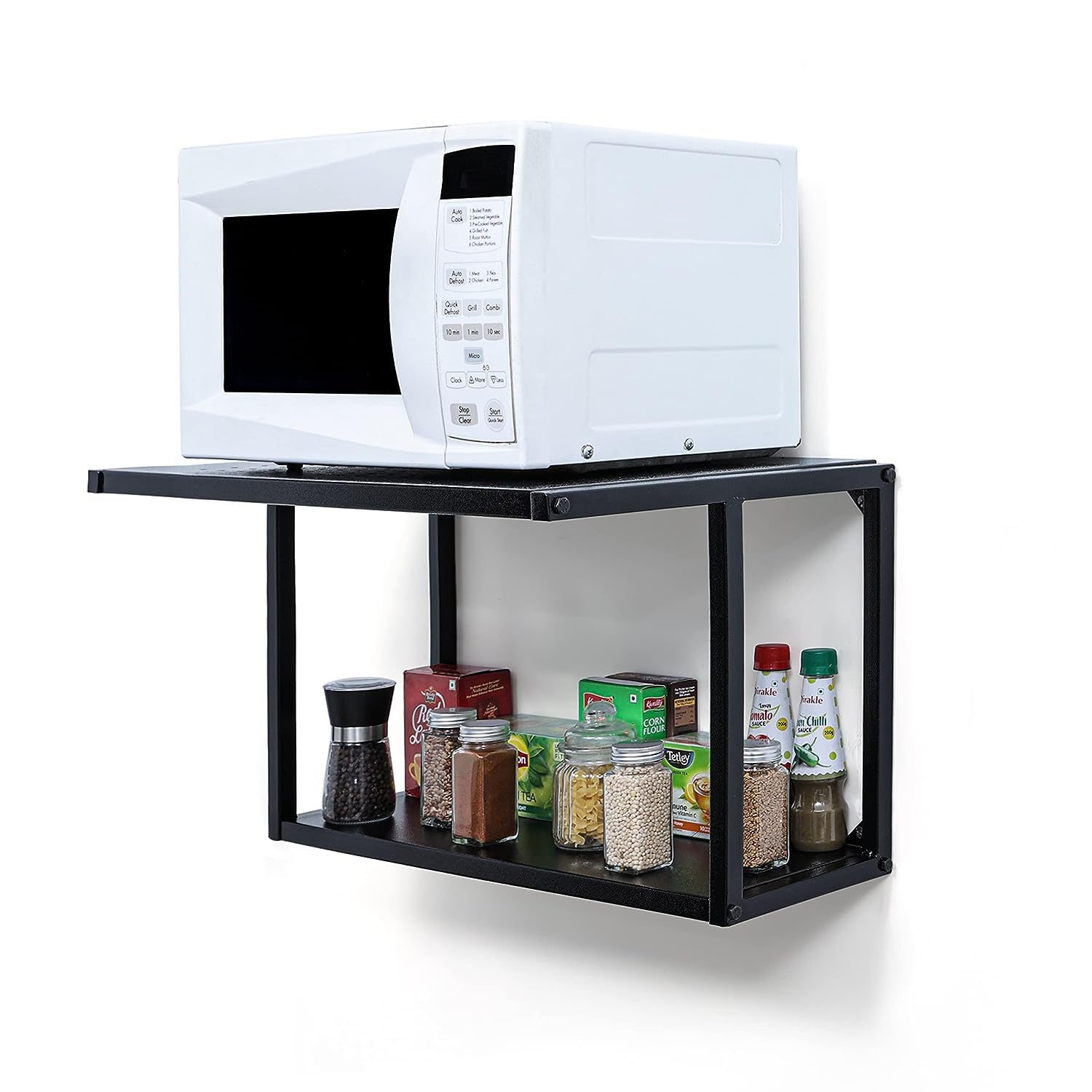 A to Z Hub Two Tier Wall Mounted Microwave Oven and Spice Rack Stand,Kitchen Microwave Holder,Oven Holder Stand,Kitchen Spice Rake Stand,Kitchen Oven Rake,Oven Holder (Two Self Wall Oven)-image-41