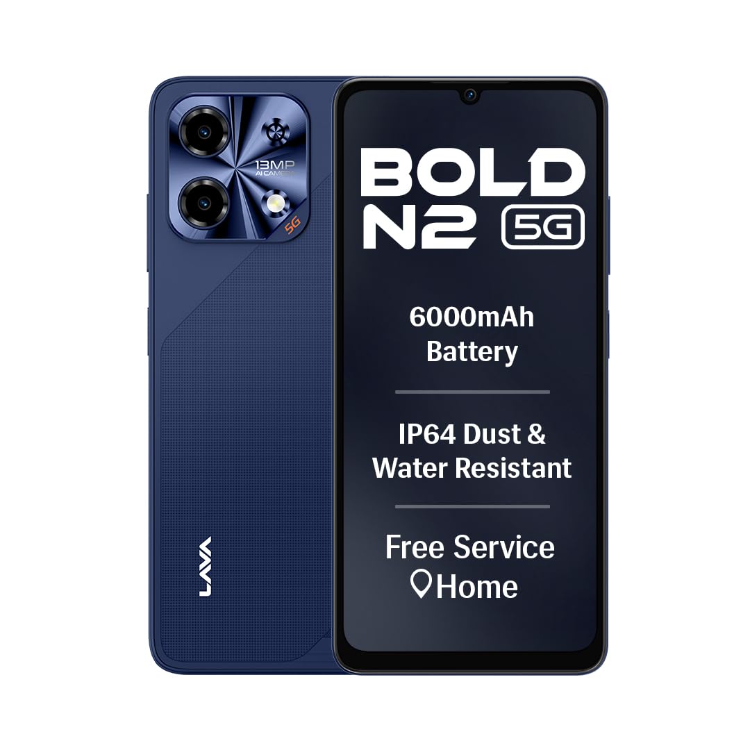 Lava Bold N2 5G (Billionaire Blue, 4GB RAM, 64GB Storage) | 6000 mAh Super Battery | Octacore Ultrafast Processor | Biggest 6.75 (HD+) 120Hz Display | IP64 Dust & Water Resistant | Free Service @ Home-picture-48