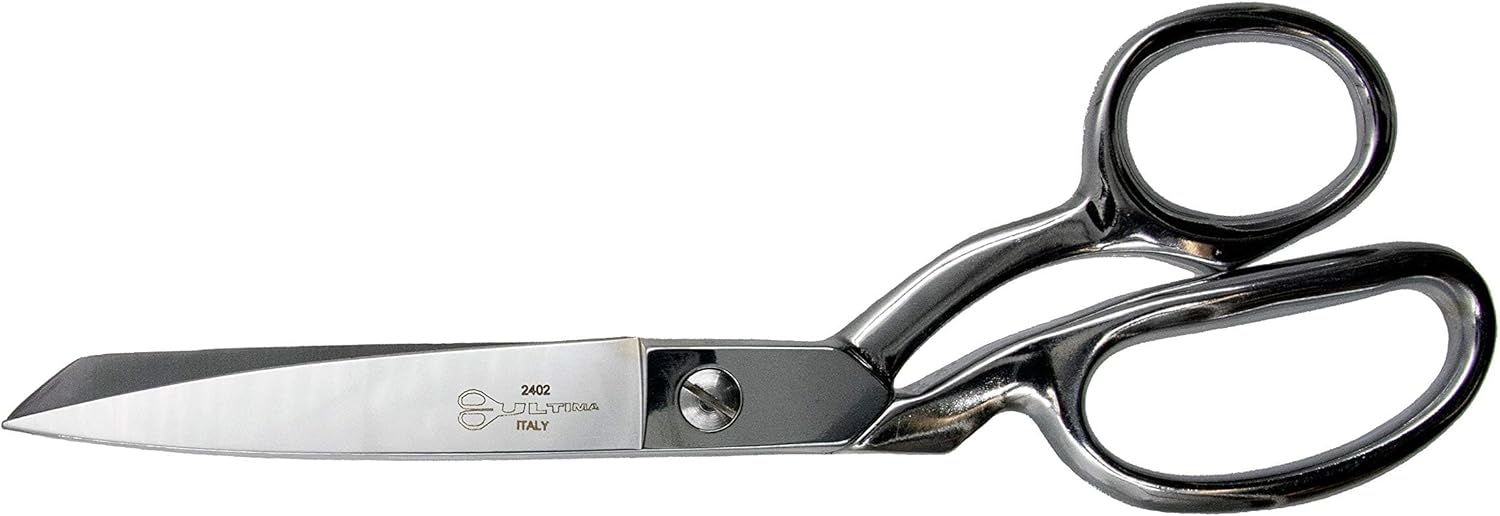 Ultima 8 Inch Dress Maker Scissors – Drop Forged Carbon Steel Dressmaker’s Sheers, Chrome Plated with Bent Handles, Made in Italy