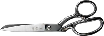 Ultima 8 Inch Dress Maker Scissors Drop Forged Carbon Steel Dressmakers Sheers, Chrome Plated with Bent Handles, Made in Italy