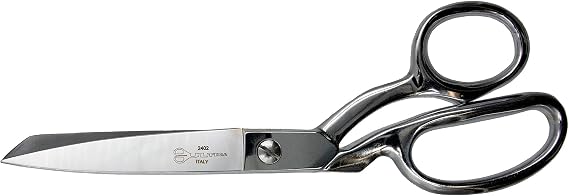 Ultima 8 Inch Dress Maker Scissors Drop Forged Carbon Steel Dressmakers Sheers, Chrome Plated with Bent Handles, Made in Italy