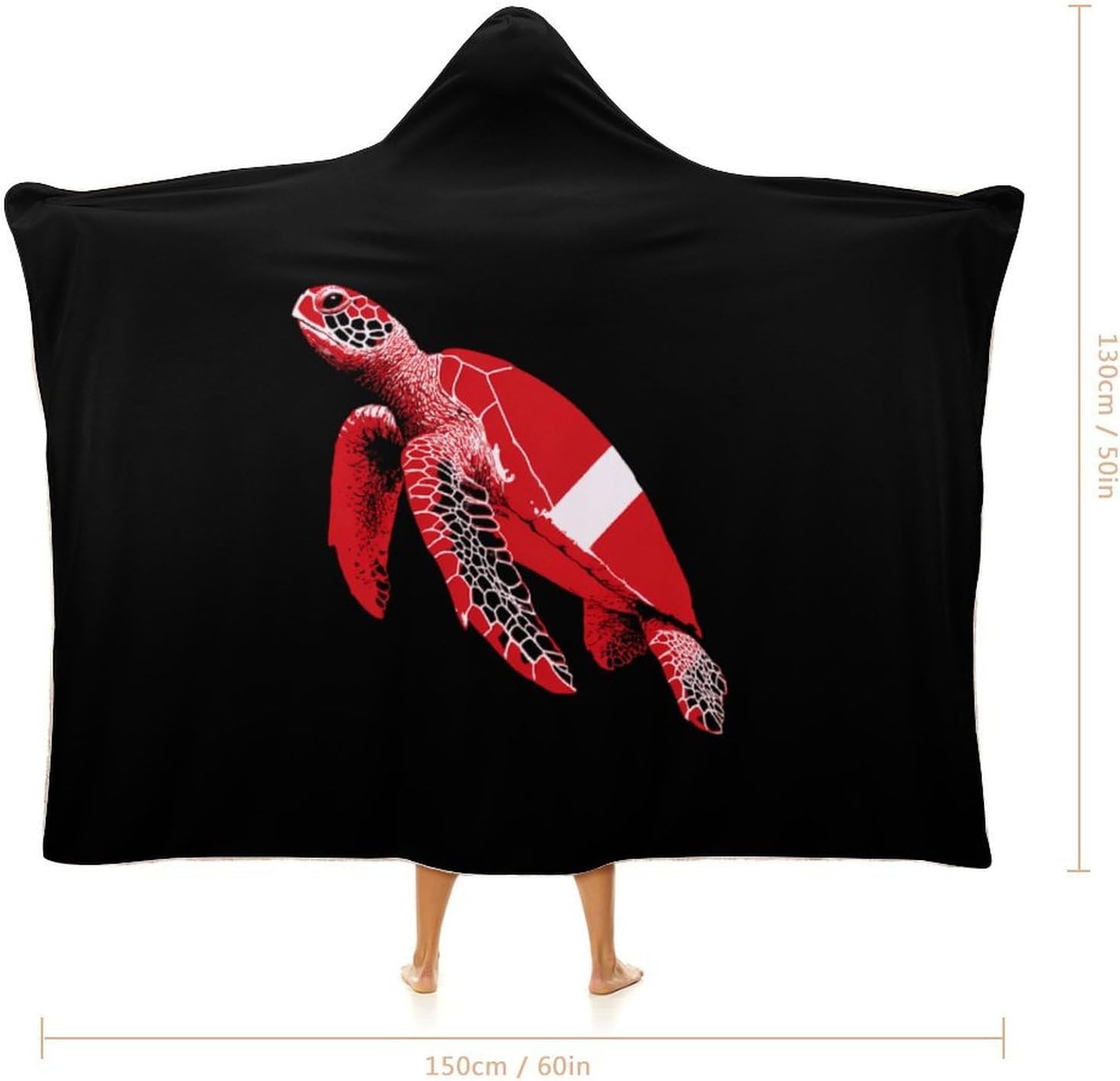 Sea Turtle Scuba Dive Flag Wearable Blanket Oversized Throw Cape | Cozy Hooded Blanket Gifts for Women Men