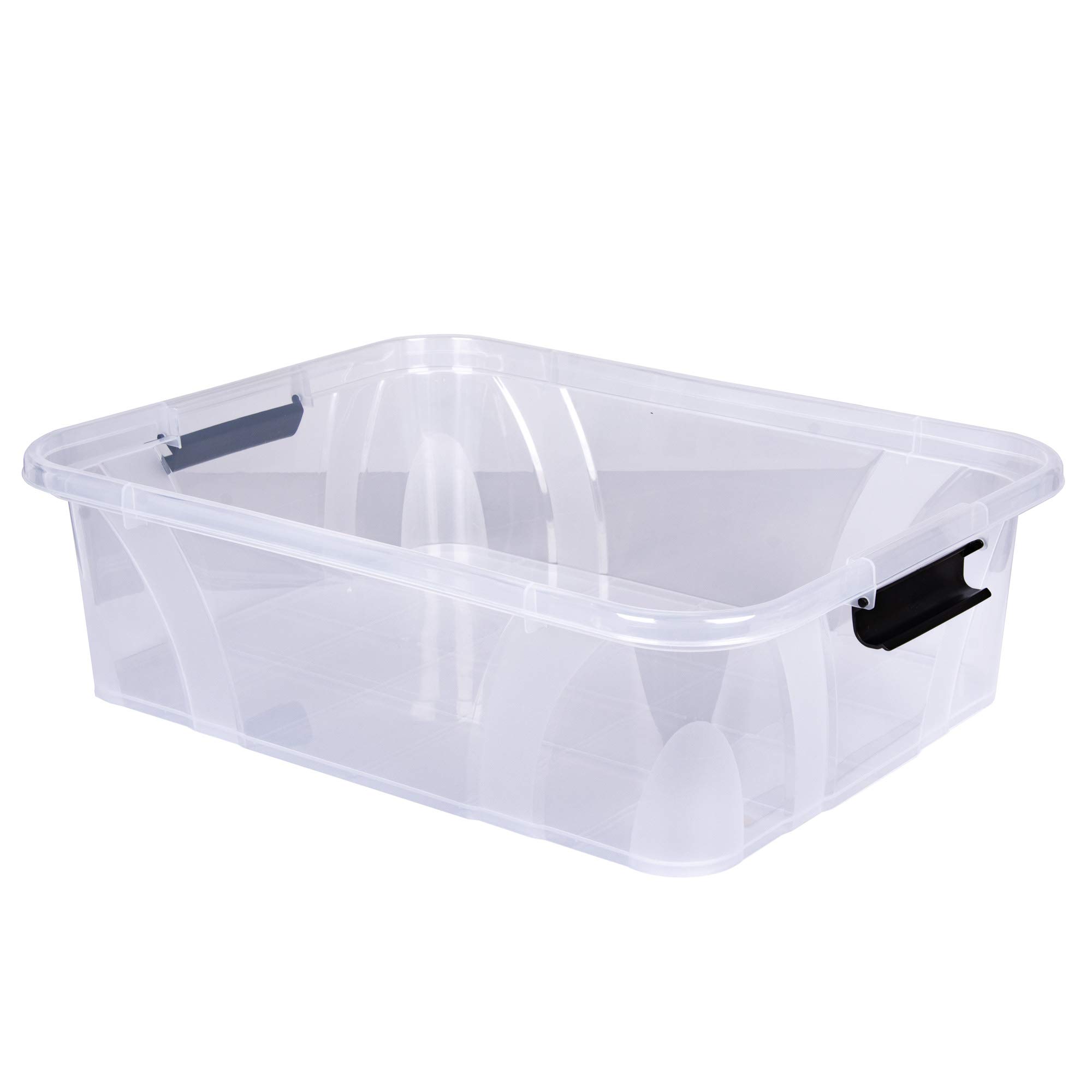 Aufbewahrungsbox + Deckel 5er Set, transparent versch. Gr. stapelbar | Lebensmittelbox Transportbox Vorratsbox Lagerbox Wäschebox Kunststoffbehälter Campingbox Wohnmobilbox (L51xB38,5xH14,8cm - 21l)