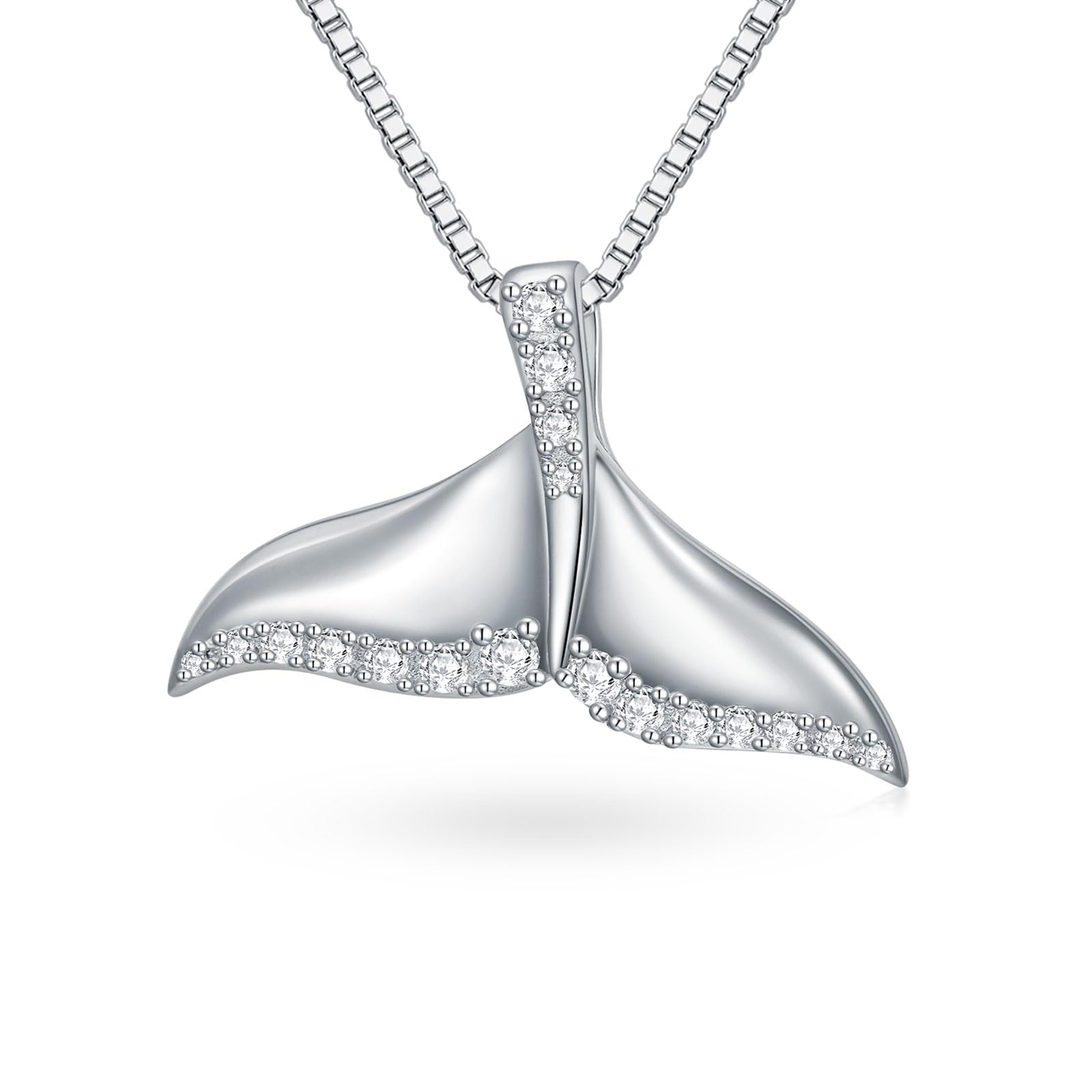 Collar de diamantes de plata de ley 925 con diseño de caballito de mar, estrella de mar, tortuga y cola de ballena, regalo para esposa y madre