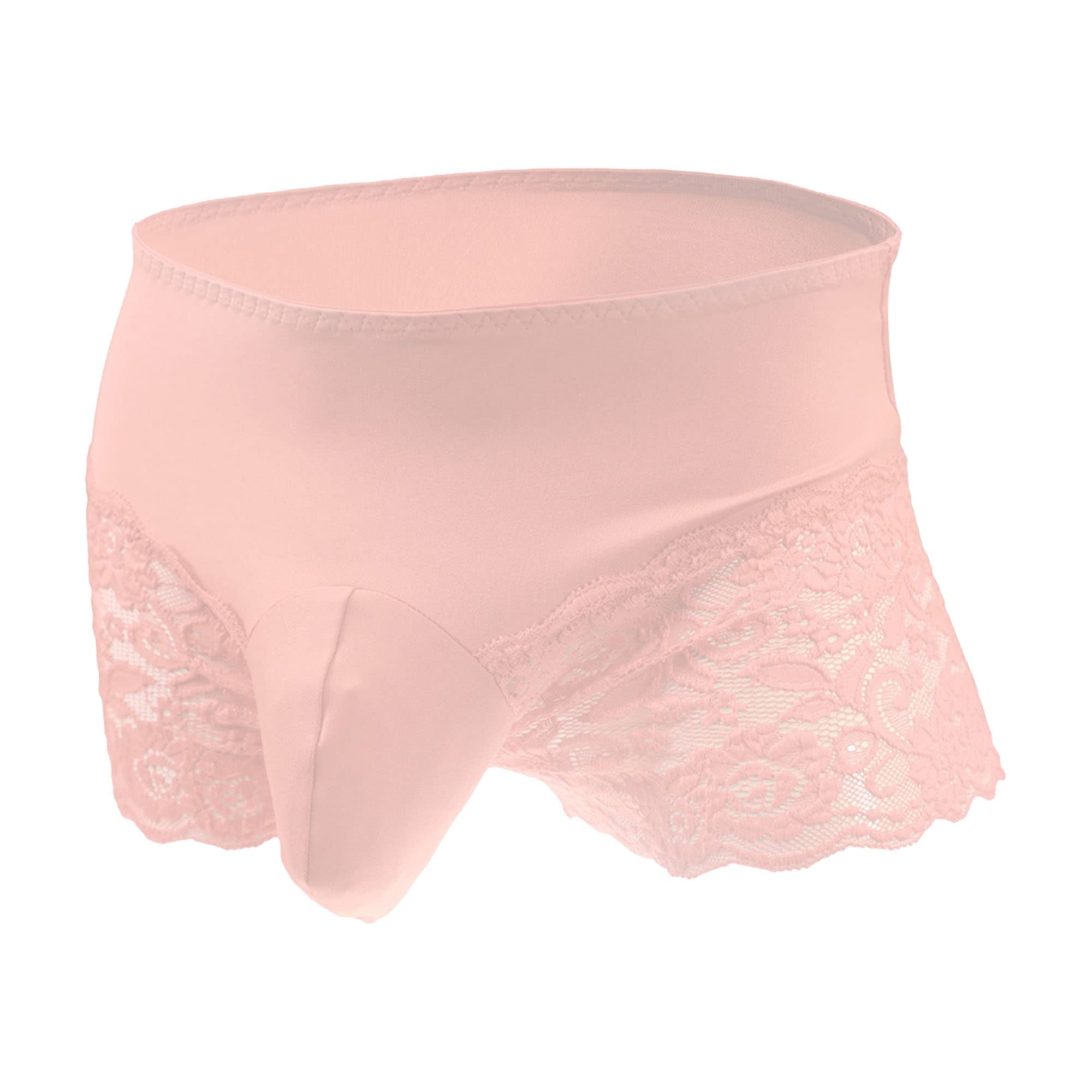 Maiyifu-GJ Mens Temptation Naughty Sexy Trunks Translucence U Convex Pouch Underpants Low Rise Lace Boxer Brief