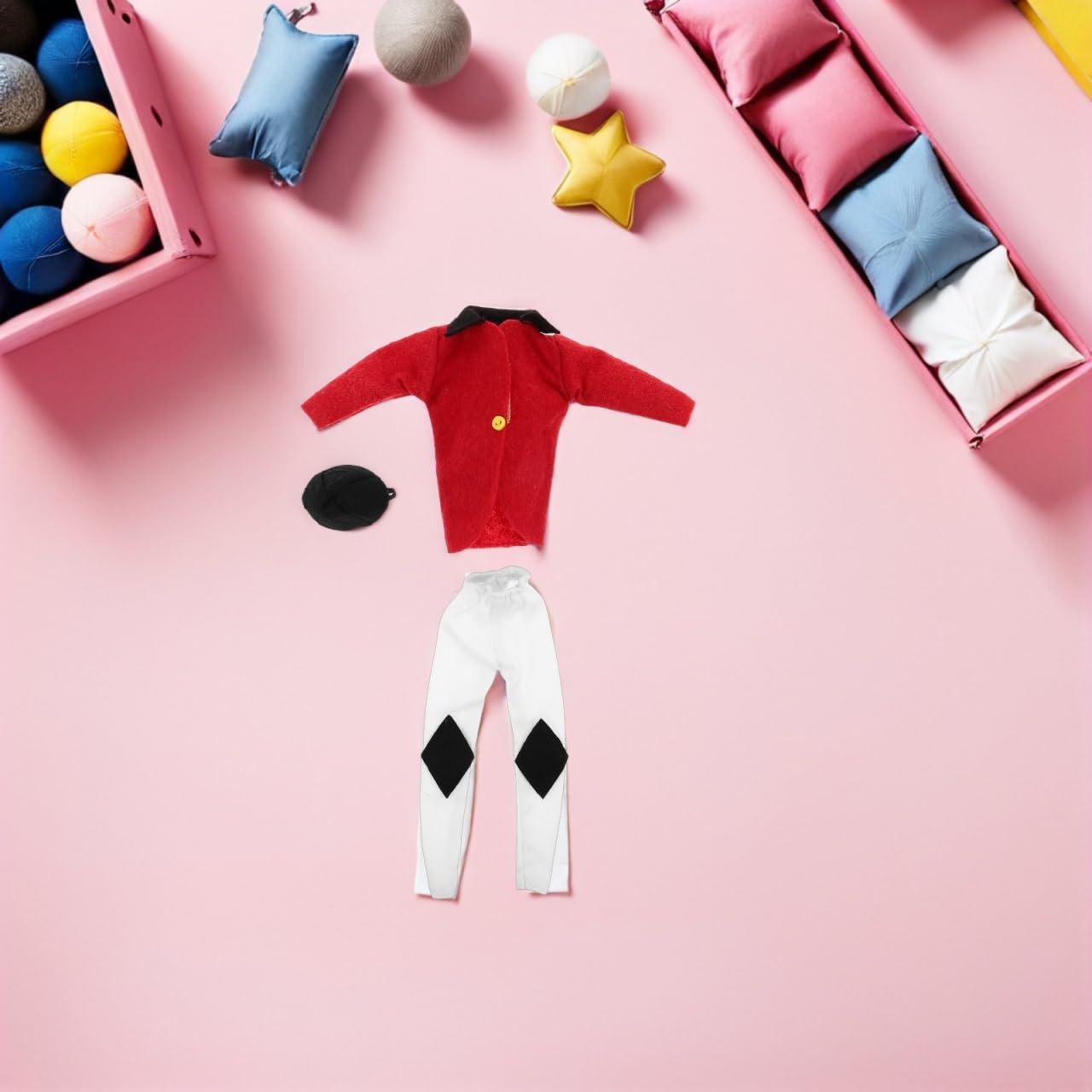 CLISPEED Doll Horseback Riding Outfit Red Equestrian Dress-up Set including Jacket Hat Pants Scarf for Collector Dolls and Mini Garments - Image 2