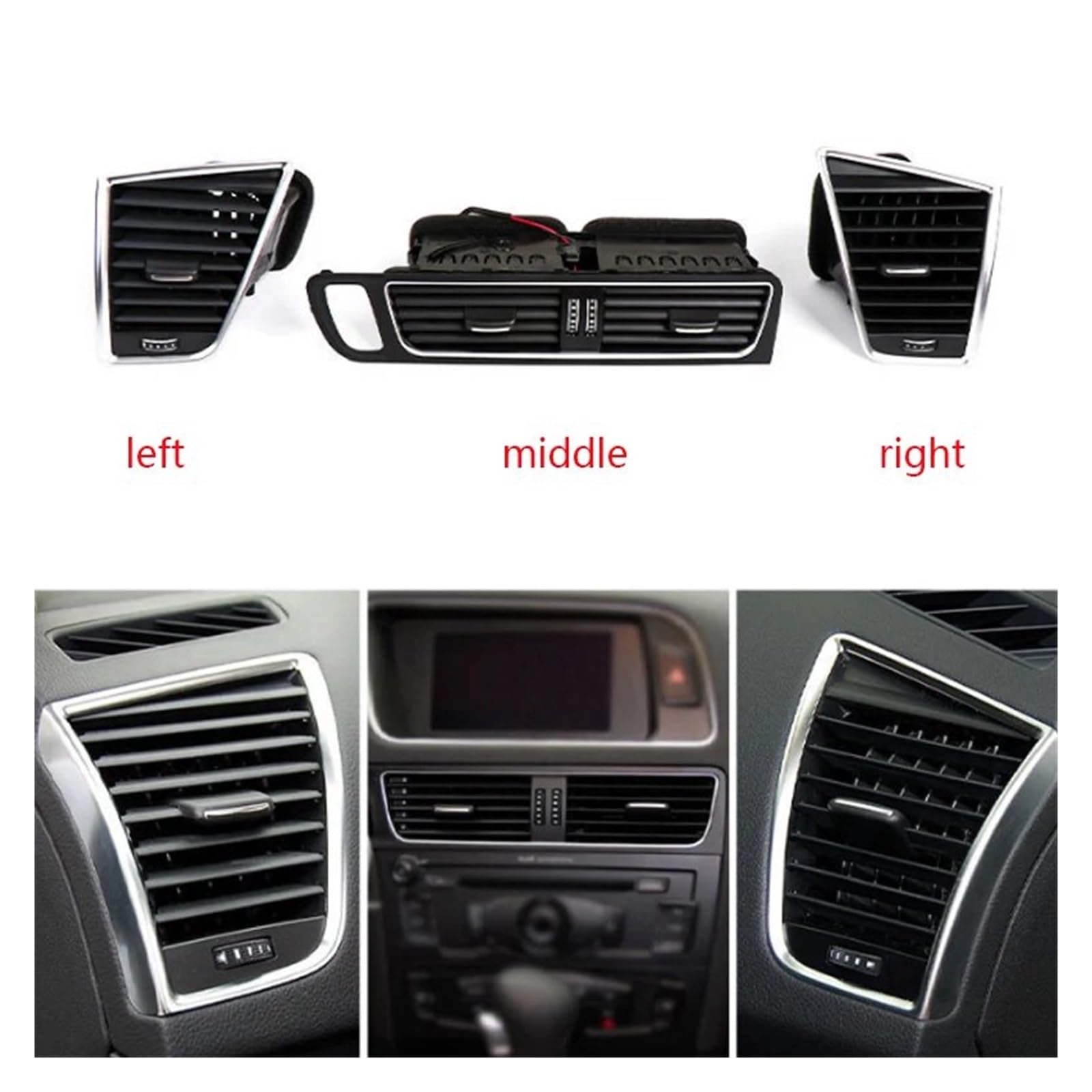 Bocchetta Aria Condizionata Per Q5 2009 2010 2011 2012 2013 2014 2015-2018 Aria Condizionata Vent Telaio Auto Cruscotto Sinistra Destra AC Air Vent Grill Parti Ricambio Auto Presa D'Aria(-middle)