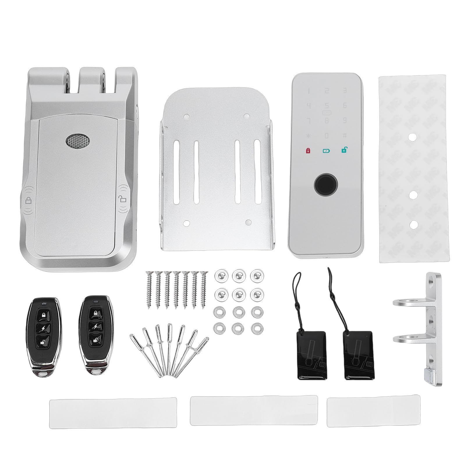 Asixxsix Cerradura electrónica sin llave invisible, Cerradura inalámbrica inteligente de huellas digitales Bluetooth con 2 Mando a distancia para Tuya para Casa Apartamento (Plata)