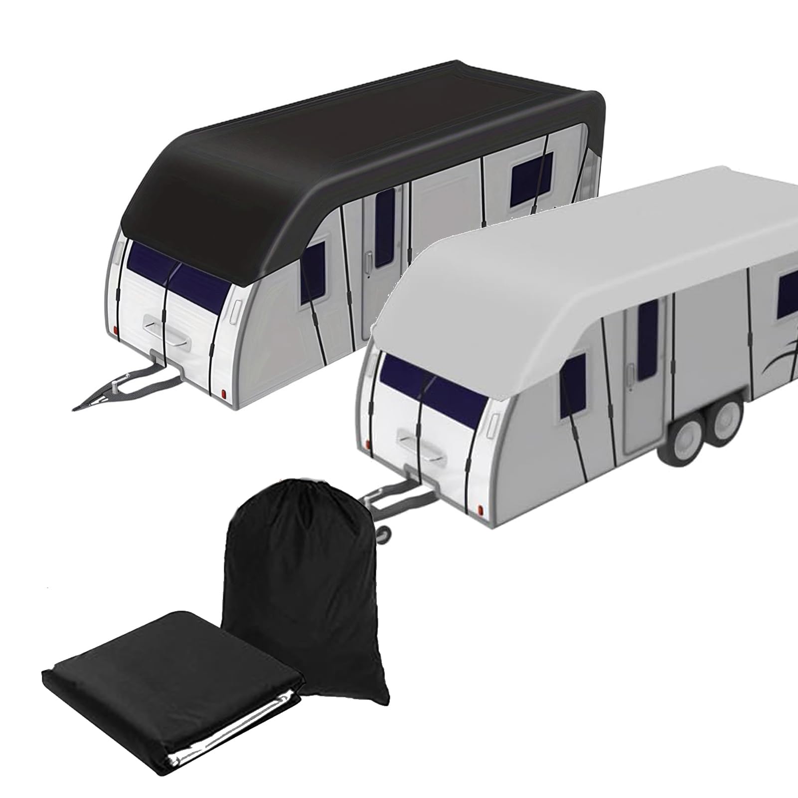 Cubierta de Autocaravana,Cubierta de Caravana 210d Oxford Tela Cubierta de Techo de Caravana Resistente a la Intemperie,Techo de Autocaravana de protección de Lona Universal,Negro,12 * 3m