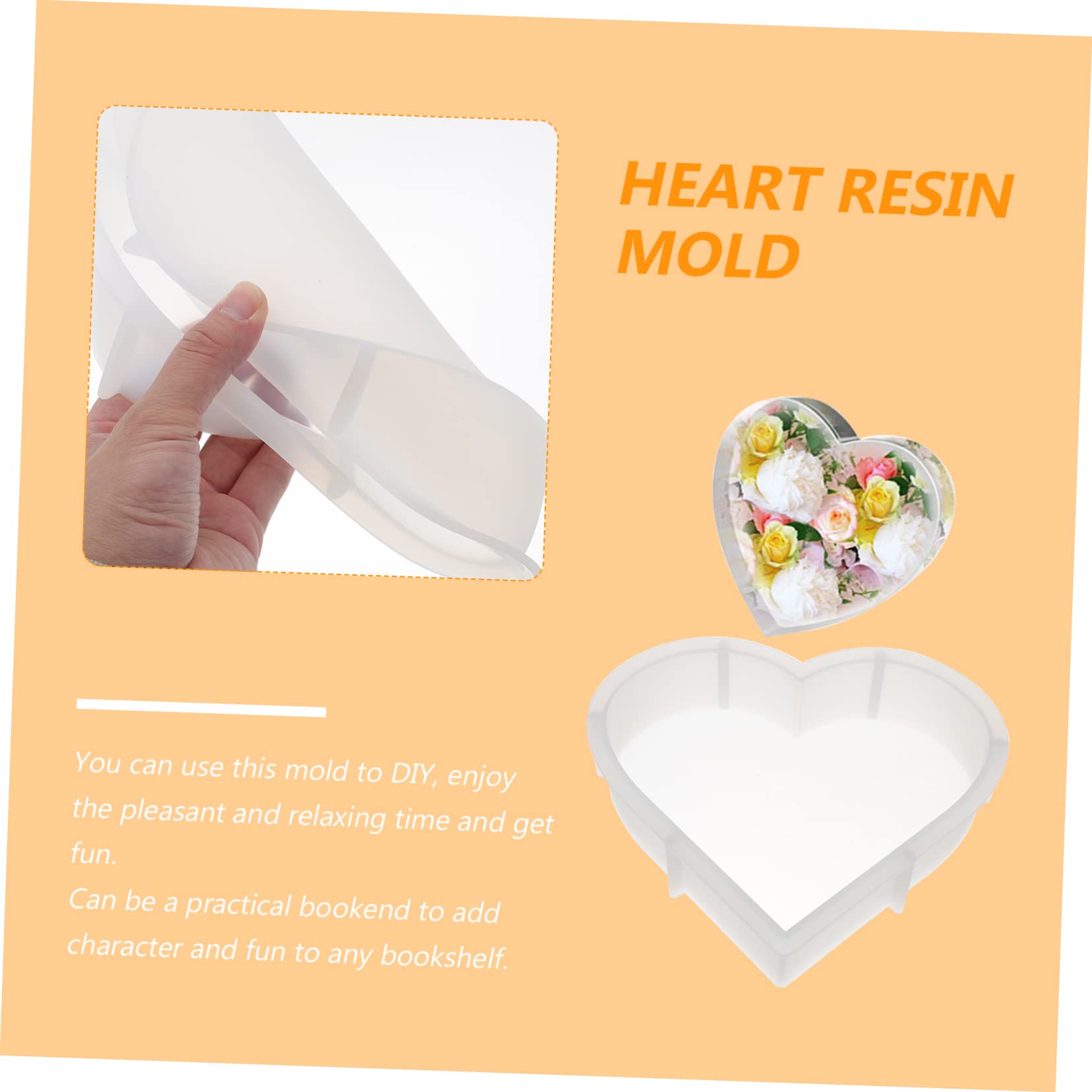 Gadpiparty 4 Piezas Molde de Silicona para Forma de Corazón Flexible y Reutilizable Molde Diy para Manualidades con Flores Secas Soporte para Libros Decorativo y Duradero