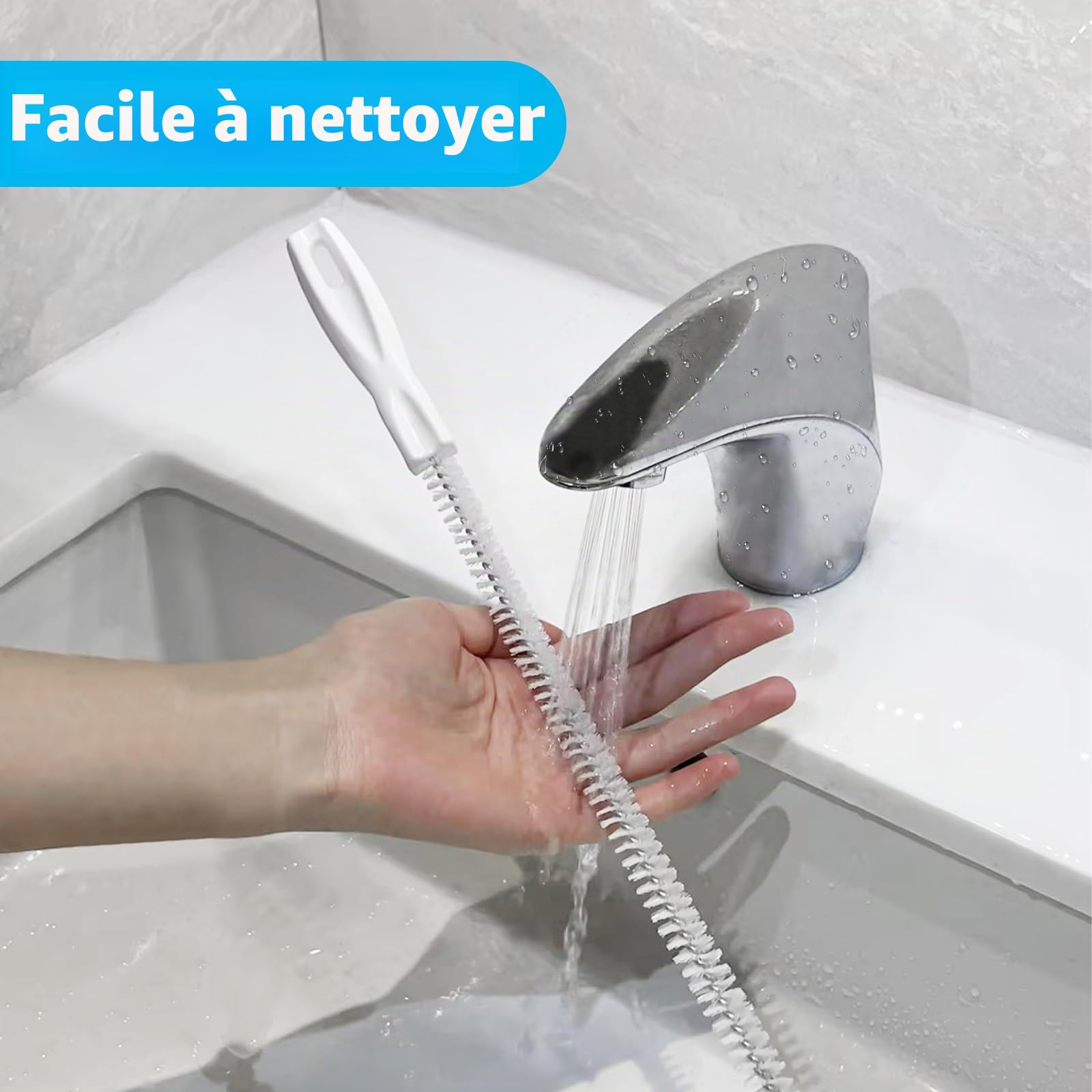 Brosse de Nettoyage de Drain D'égout, 45cm Flexible Brosse de Nettoyage pour Débouchage de Canalisation et Les Tuyaux,Déboucheur d'Évier Attrape Cheveux Douche pour Salle de Bains Cuisine