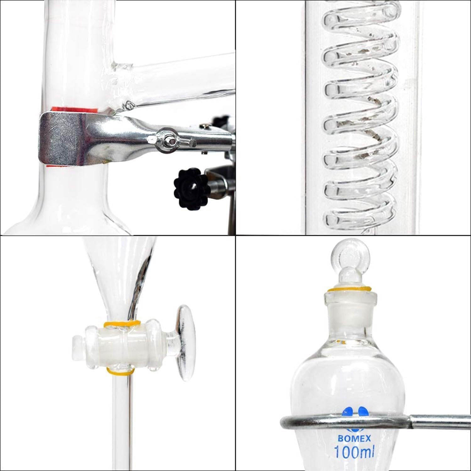 Labordestillationsset, 500 ml Destilliergerät für ätherische Öle, Destilliergerät für zu Hause, um Ihr eigenes ätherisches Öl herzustellen, Glaswaren-Kits, für Heimwerker, Extraktion von ätherischen Ö