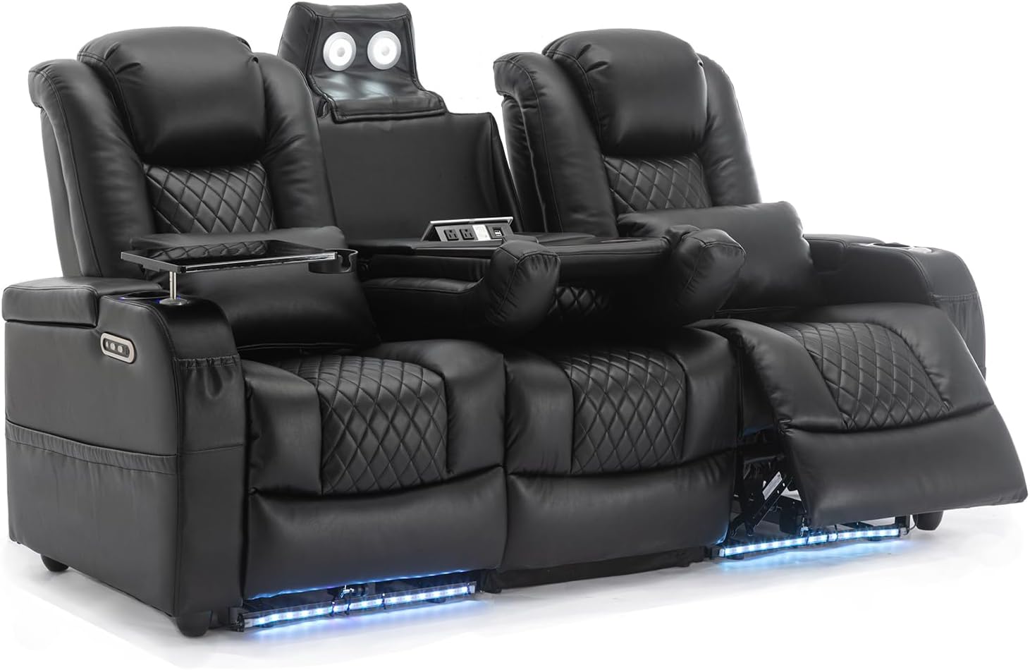 Home Theater Seating Seats, Movie Theater Chairs Theater Recliner with 7 Colors Ambient Lighting