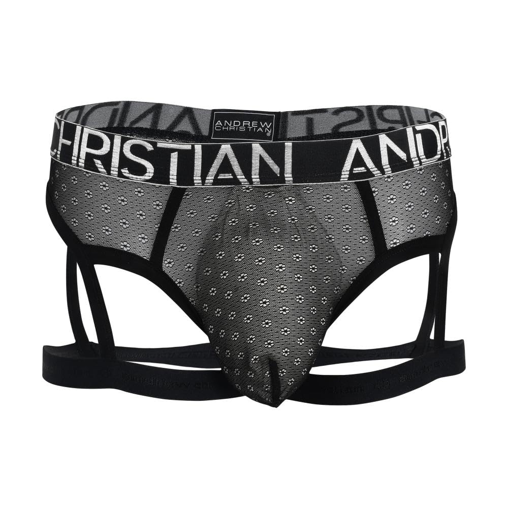 Andrew Christian Lace Mesh Garter Thong w/ALMOST NAKED