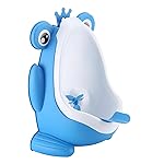AOMOMO Urinal for Toddlers Boys with Frog Funny Aiming Target,Frog Urinal Potty Training (Blue Crown Frog)