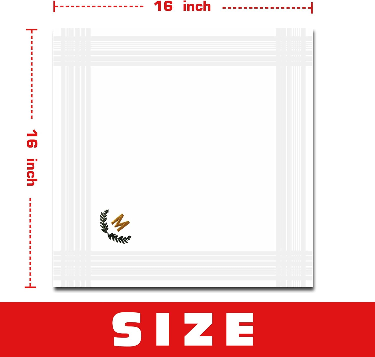 3 Pcs Men's Handkerchiefs, White Embroidered Initial Monogrammed Handkerchiefs for Men Suit Soft Cotton - Image 2