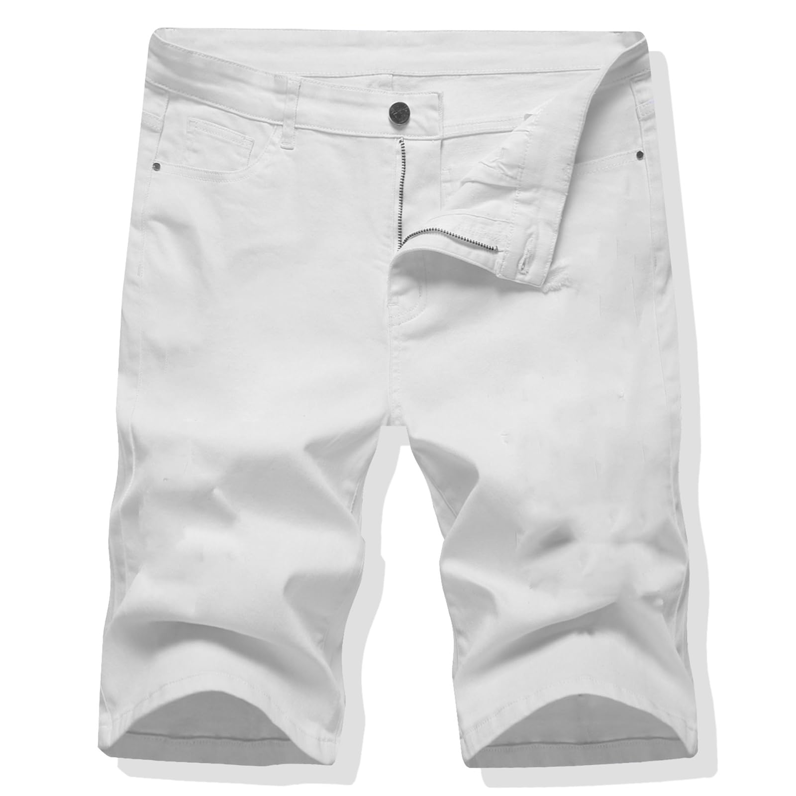 LONGBIDA Men's Jean Short Relaxed Fit Stretch Casual Denim Shorts