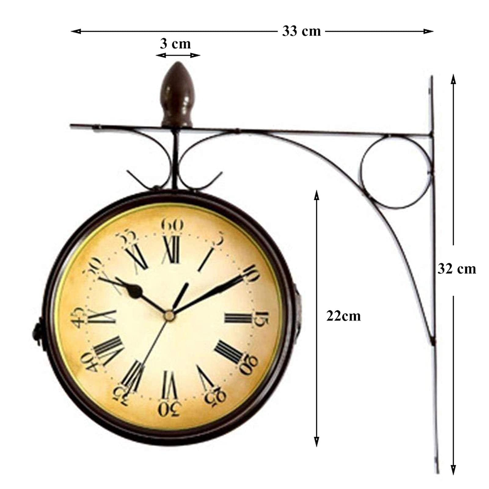 Horloge Murale Classique de la Gare de Paddington de 13 Pouces Horloge de Jardin Double Face Horloge Murale de Jardin extérieur avec Support extérieur Horloge extérieure étanche Dé