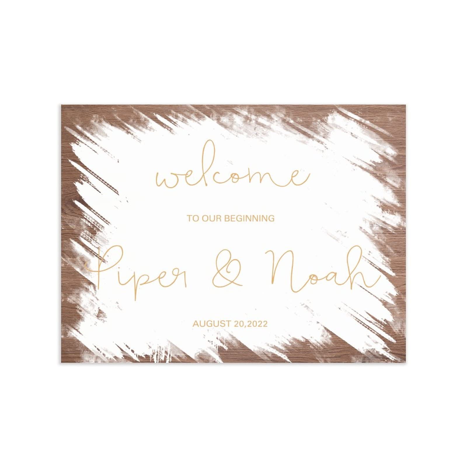Spersonalizowany znak powitalny ślubny 'Welcome to Our Beginning' drewniany znak ślubny postarzany monogram słowo sztuka dekoracja drewniany znak przyjęcie weselne plakat na ceremonię zaręczyny
