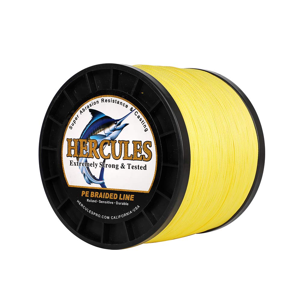 Hercules Braided Fishing Line 1500m 1640yds 10lbs-200lbs Pe Superline 8 Strands (Yellow 150lb/68kg 0.62mm) โ image 1