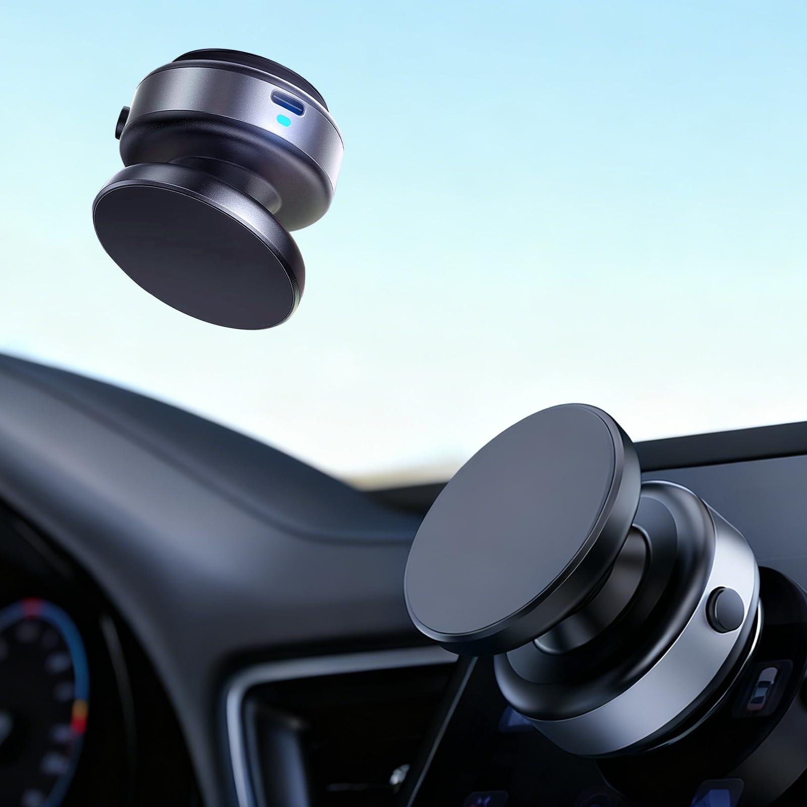 Jkoailiwi Hands-Free Suction Cup Phone Mount for Car Content Creator Auto-Seal One-Touch Release Vacuum Magnetic Phone Holder for