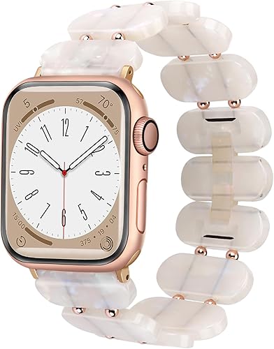 Miniatura 5 de Omter banda compatible con Apple Watch 1.732in 1.654in, resina de acero inoxidable metal enlace pulseras para iWatch SE Series 6 5 4 3 2 1