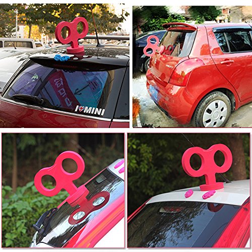 Image of 3D Car Wind Up Key, Cute Clockwork Car Roof Rear /Top /Trunk /Sunroof Decoration Universal Auto Exterior Accessories for DIY Styling & Decoration (Red)