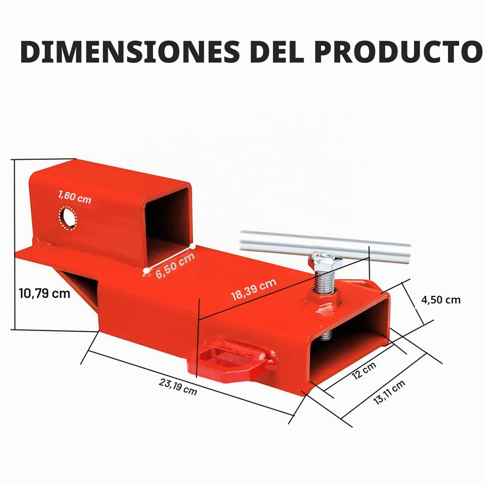 EBESTTECH Enganche de remolque para carretilla elevadora con receptor de 5 cm, adaptador de remolque con cadena, rojo