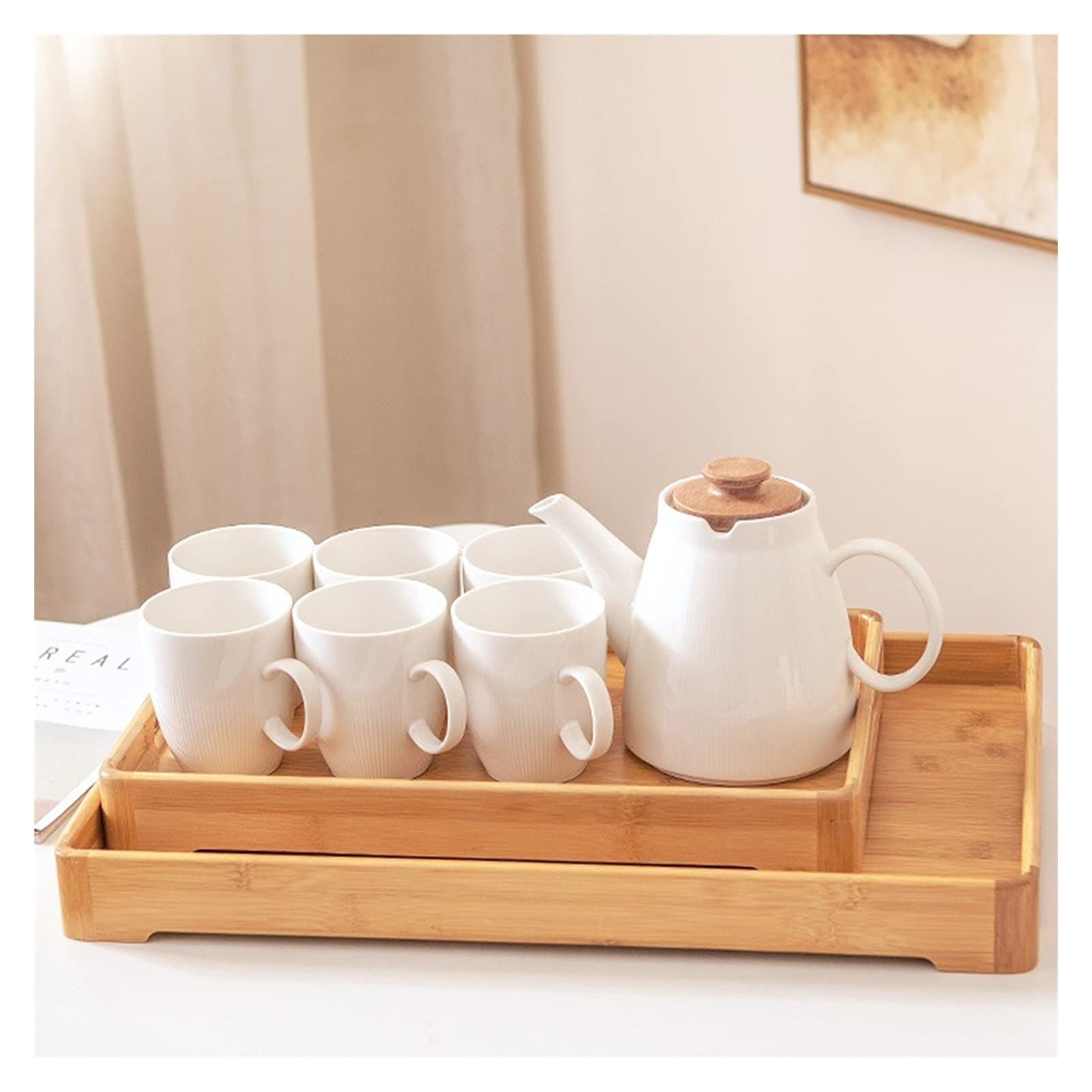 Bandeja Bandeja de servir y plato, placa de senderos de madera rectangular con bandeja de bocadillos de mango, bandeja de desayuno, decoración de granja con estilo Sirviendo platos Bandejas para Servi