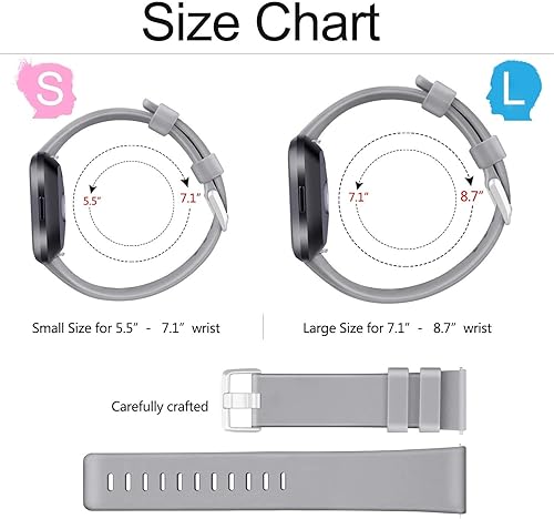 Miniatura 9 de Paquete de 3 correas de silicona suave compatibles para Fitbit Versa 2Fitbit VersaFitbit Versa Lite, correas deportivas ajustables para mujeres y