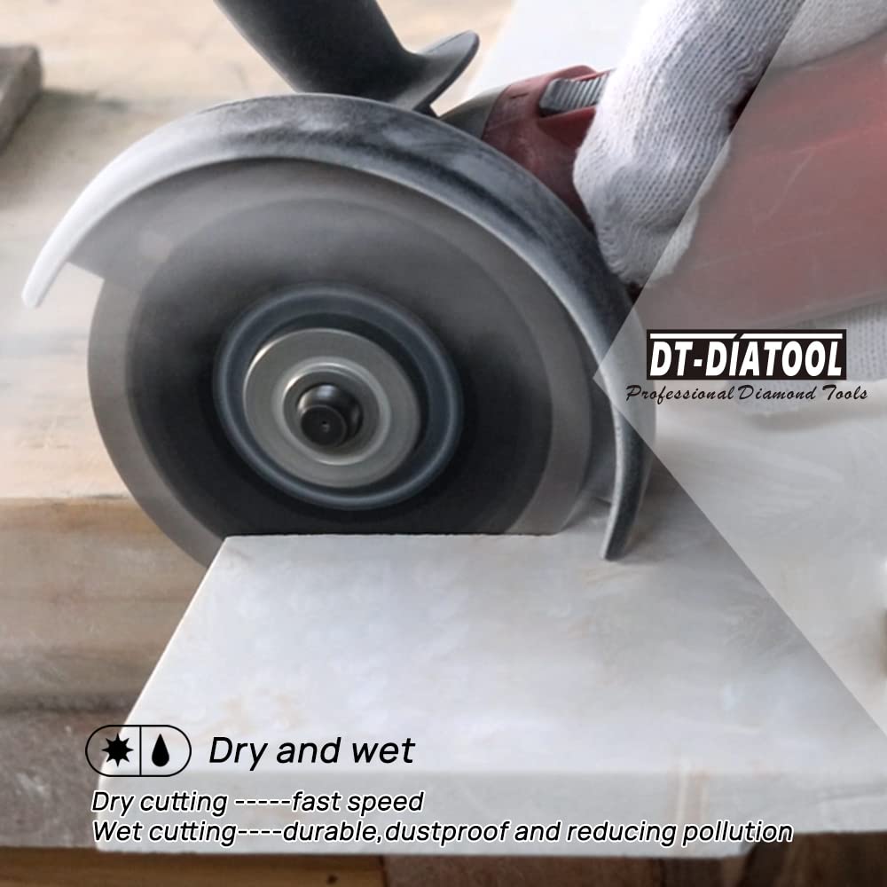 DT-DIATOOL Diamond Granite Saw Blade 7 Inch Continuous Rim Turbo Diamond Blade 7/8"-5/8" Arbor Cutting Disc for Angle Grinder Cutting Marble Artificial Stone Concrete Masonry 2pcs