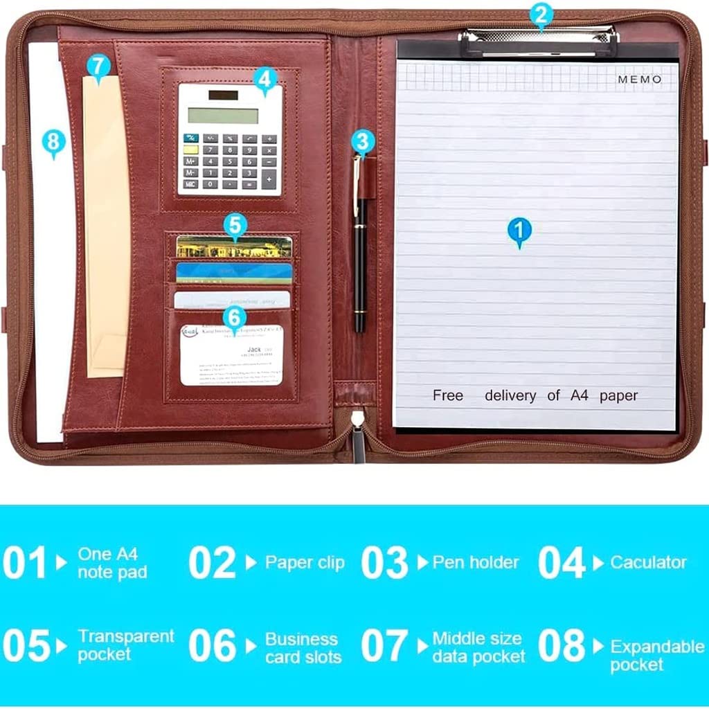 Carpeta de cartera con calculadora y bloc de escritura, solución profesional de presentación y organización para uso empresarial