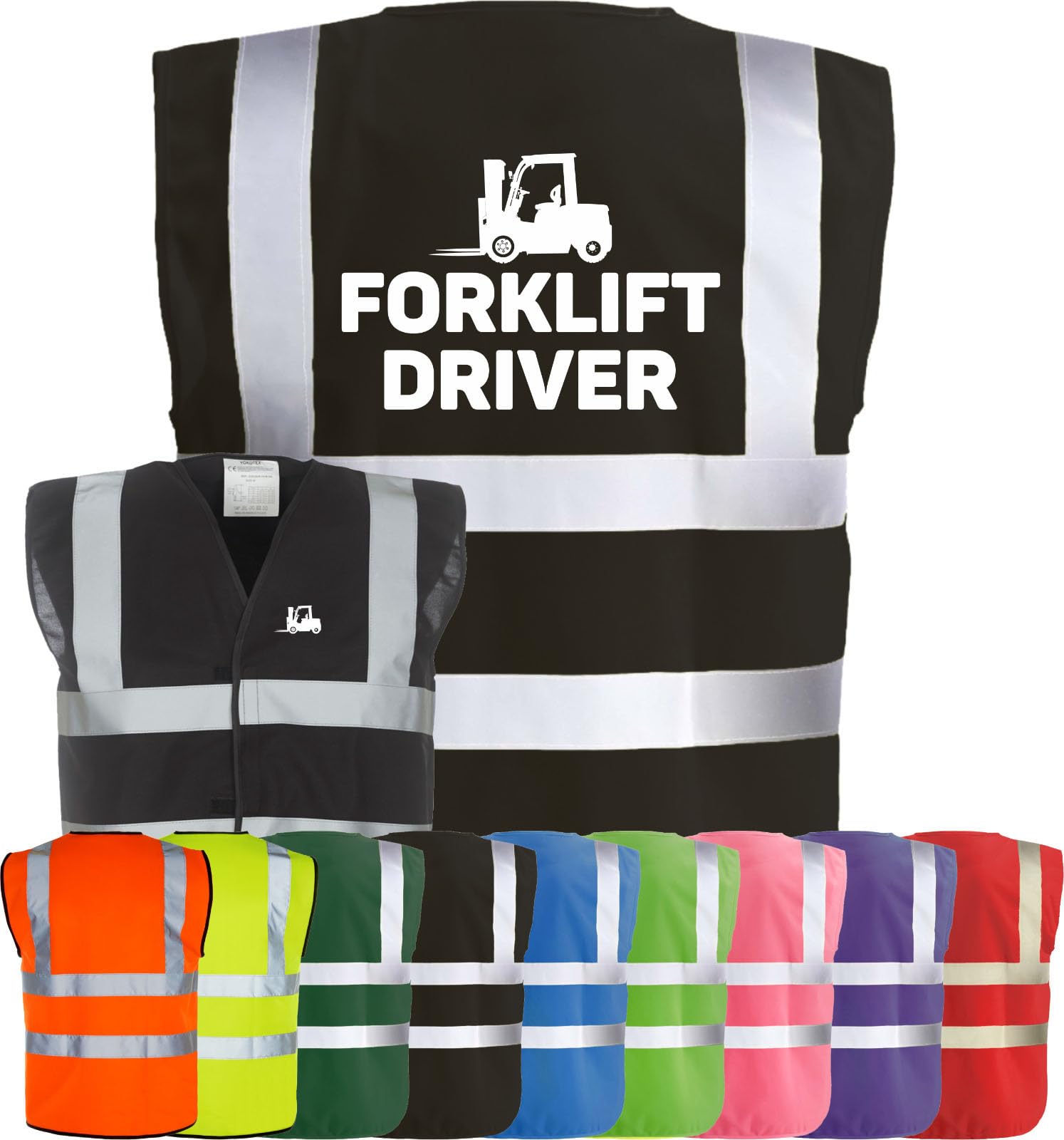 Corporate Togs FORKLIFT TRUCK DRIVER High Visibility Safety Vest Waistcoat Tabard, Health & Safety Compliant Vest, 2 Band & brace Hi-Vis Strips | Protective Safety Wear