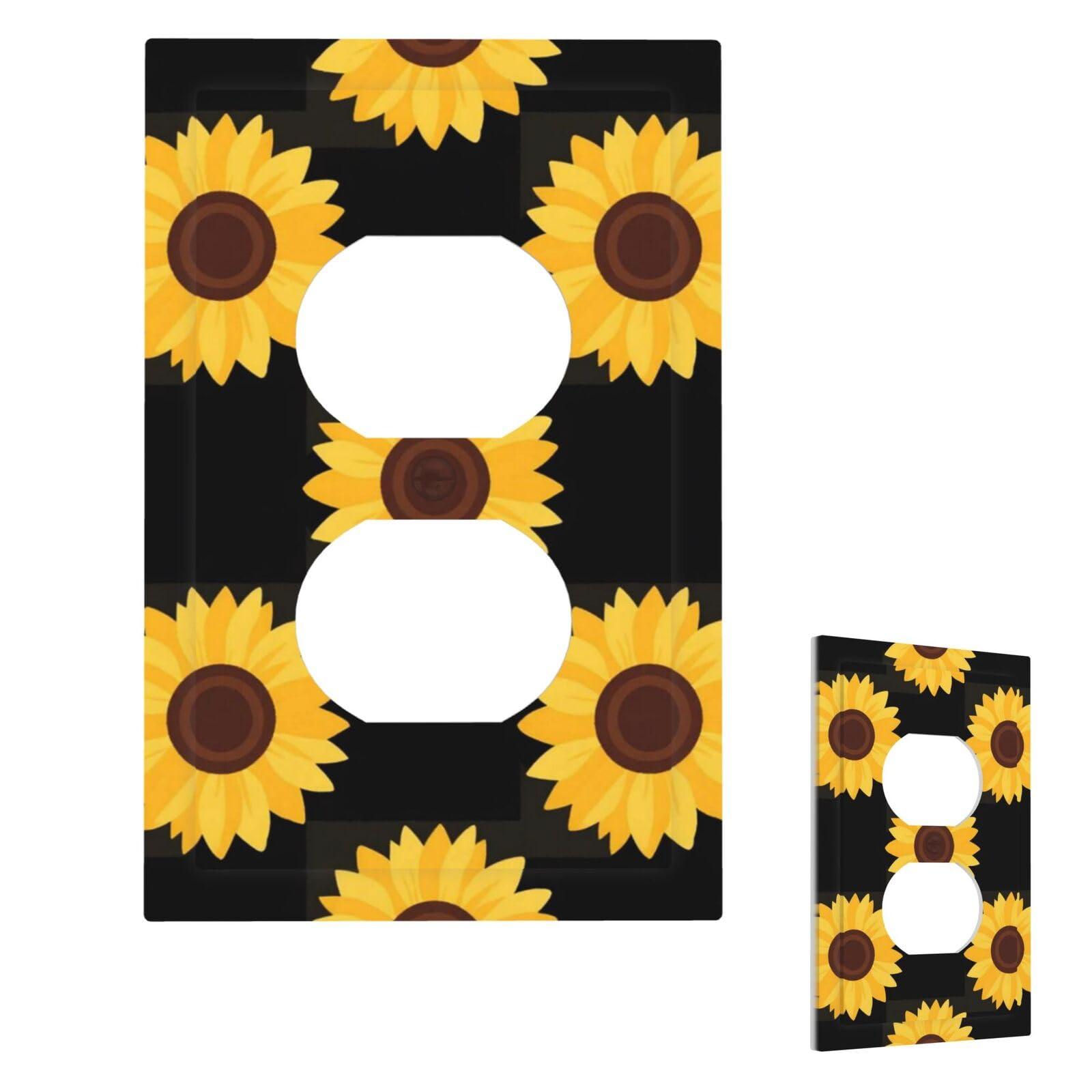 Sunflower Wall Plate Cover Modern Decorative 1 Gang Light Switch Cover Unbreakable Receptacle Outlet Covers For Living Room Bedroom Home Decor Duplex